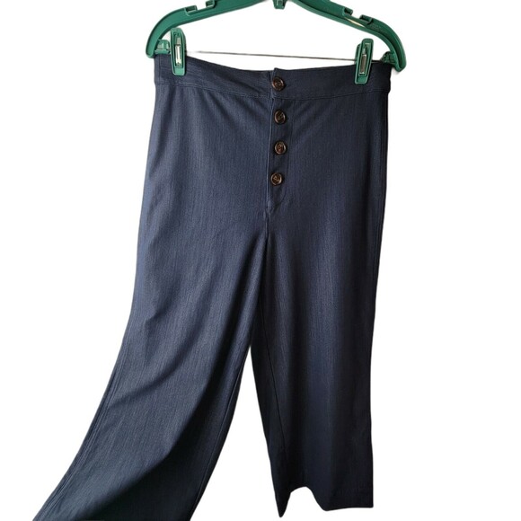 High Waisted Button Fly Wide Leg Stretch Jeans Pants Cropped MEDIUM Agnes & Dora - Picture 3 of 5